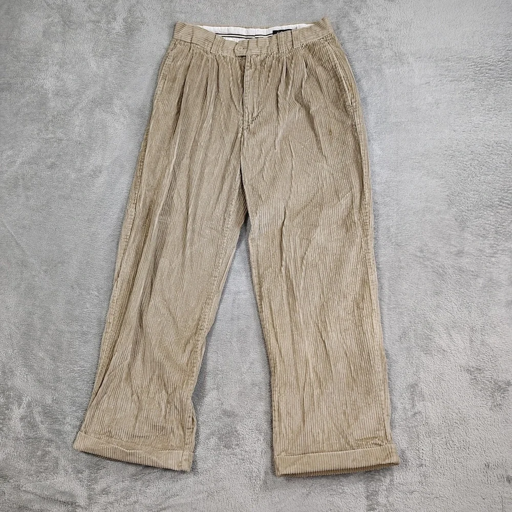 Vintage Gochu Wide Wale Corduroy Cuffed Pleated Corduroy Pants Mens Size 34 X 30